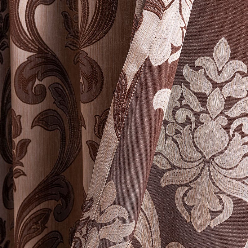 NAPEARL Brown Curtains for Living Room, Jacquard Curtain Drapes for Windows 84 Inch Length, Grommet Damask Curtains for Bedroom (2 Panels, Each 52 x 84 Inches) - Image 4